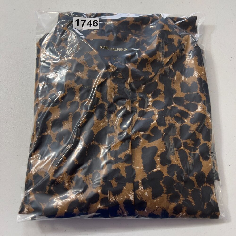 Kobi Halperin Luxury Cocktail Leopard Print Medi Dress Color Block Sleeves M - Picture 14 of 14